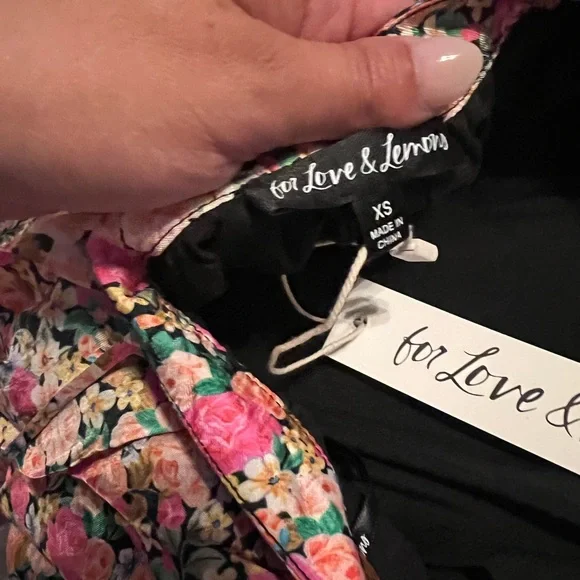 For Love And Lemons Pink Red Sweetheart Puff Sleeve Midi Dress NWT - Picture 3 of 6